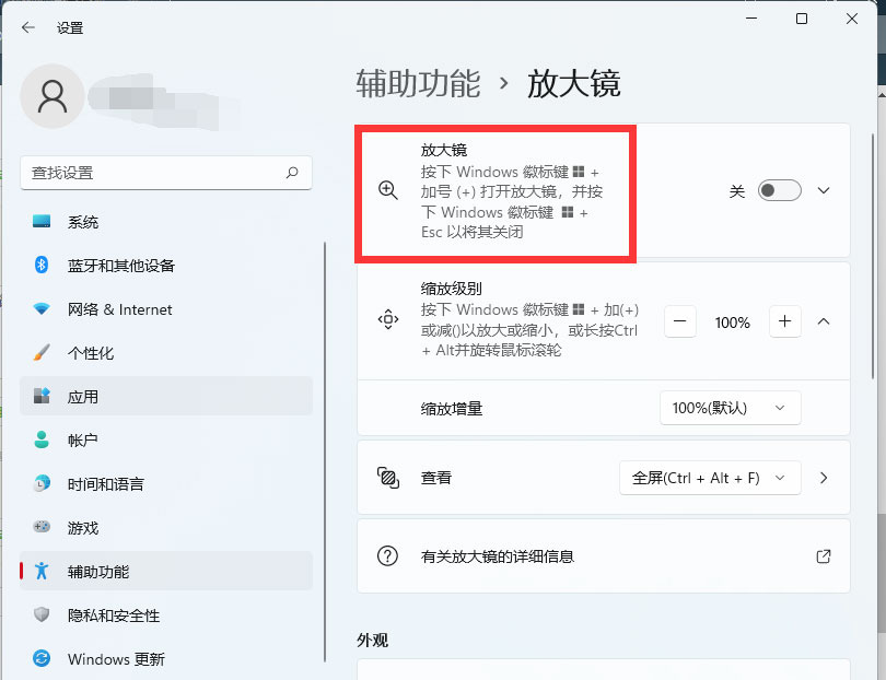 Win11系统放大镜在哪？Windows11开启放大镜功能的方法