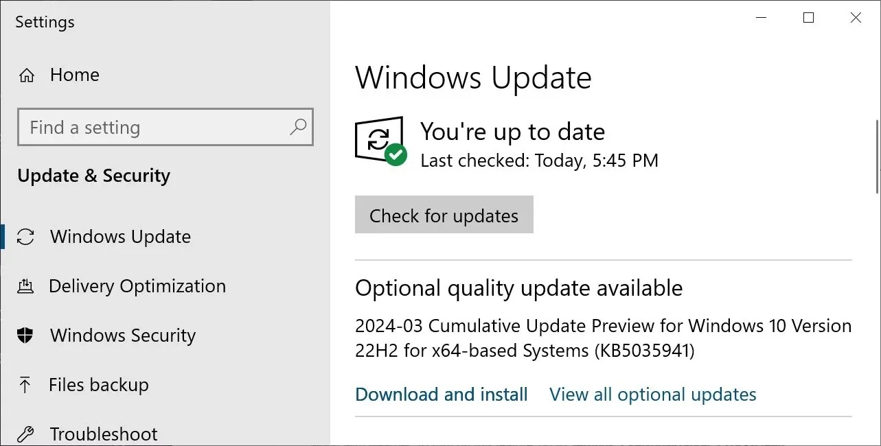 微软Win10发布22H2更新补丁KB5035941！